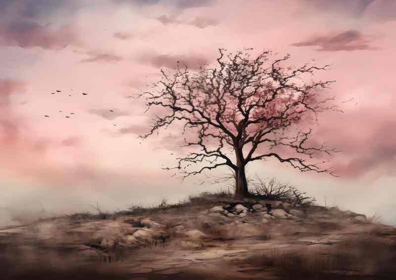 A solitary Tree with no leaves in the autumn time | Canvas