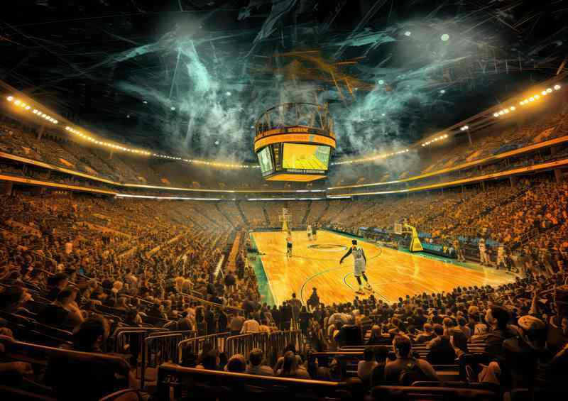 Team in Action | Warriors Game Metal Poster