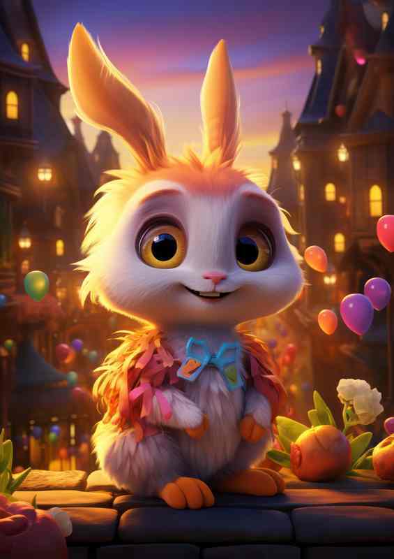 Funny bunny rabbit art style | Poster