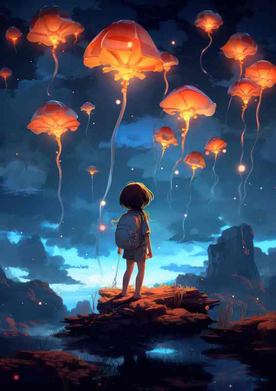 Girl And The Jellyfish On A Rock | Di-Bond