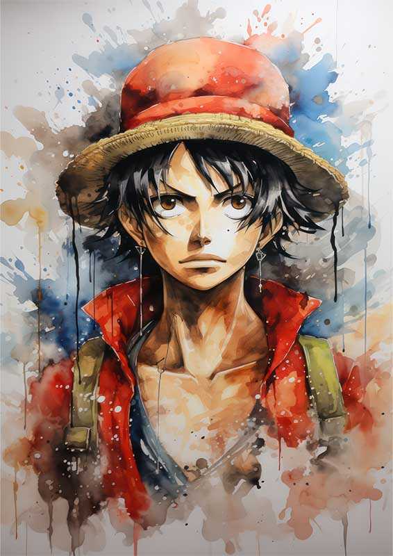 Monkey D Luffy one piece splash art in his straw hat | Di-Bond
