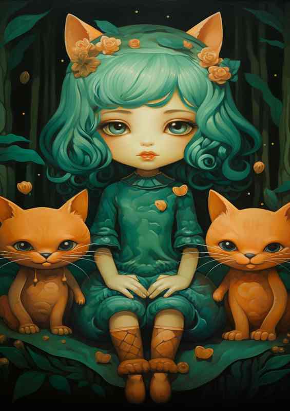 Little girl with two bears | Poster
