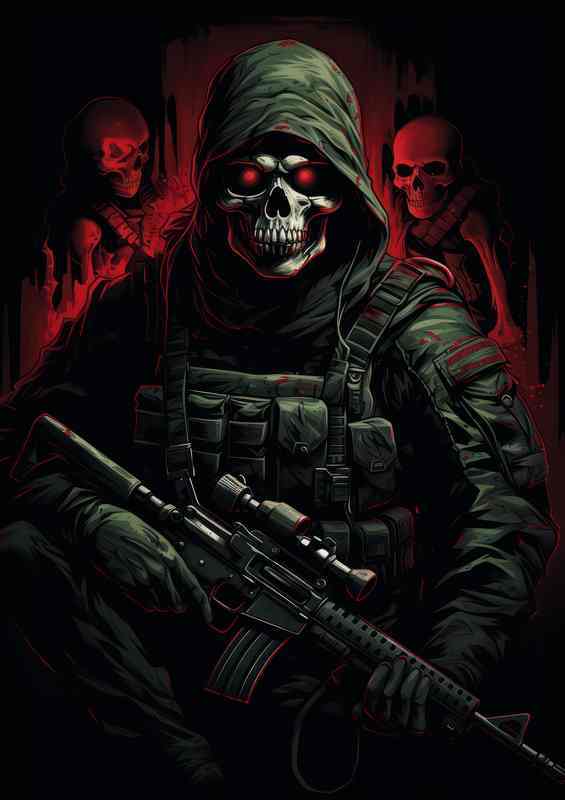A Foot soilder skull face haunted by gaming | Poster