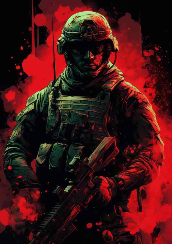 A Sgt Solider ready for combat gaming | Poster