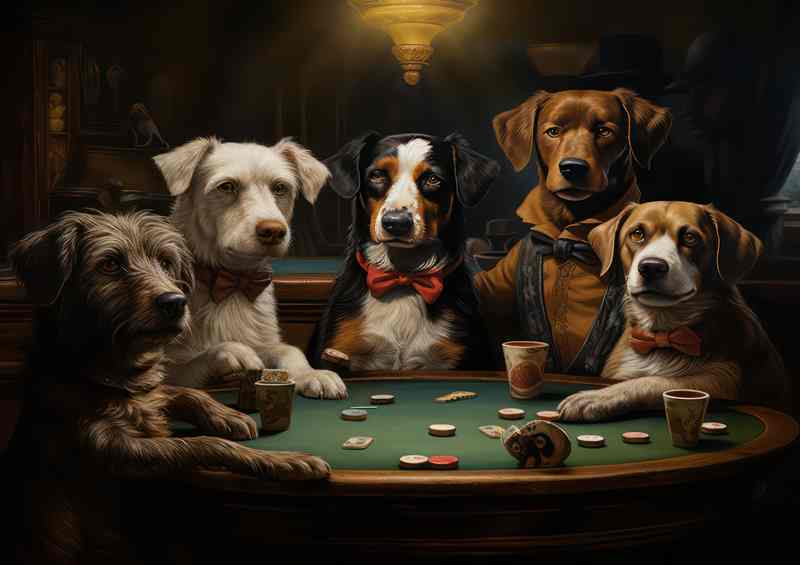 The doggies of the poker table | Canvas