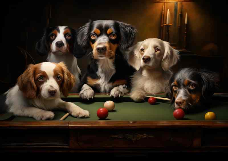 The doggies of the pool table | Canvas