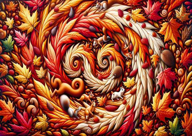 Whimsy a swirling dance of autumn leaves | Poster