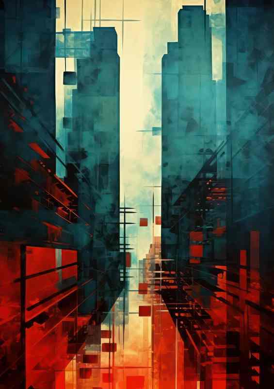 City sky scrapers in abstract style | Poster