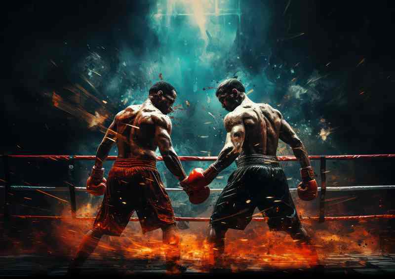 Two boxers on the ring in the middle of a boxing ring | Canvas