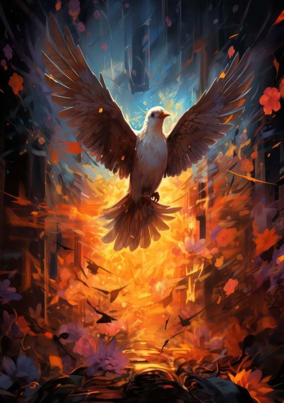 Christ art A Dove of peace flying | Di-Bond