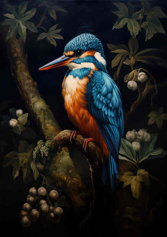 Kingfisher on a branch tree | Di-Bond