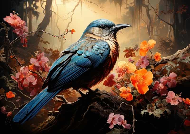 Blue Bird & Woodland Floral Di-Bond