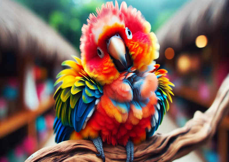 Colorful Parrot Perched on Branch Poster