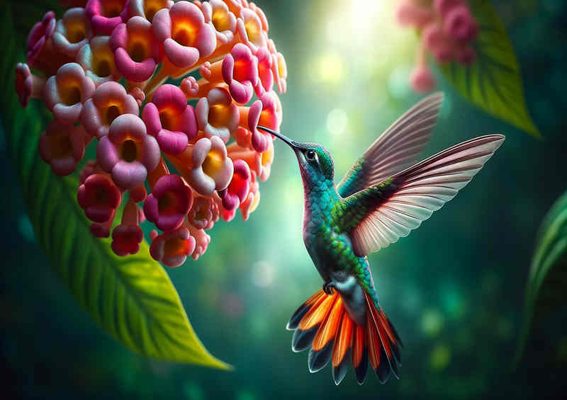 Hovering Harmony capturing a hummingbird | Poster