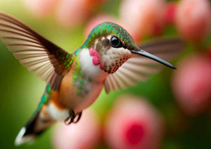 Natures Nectar Seeker a hummingbird hovering | Metal Poster
