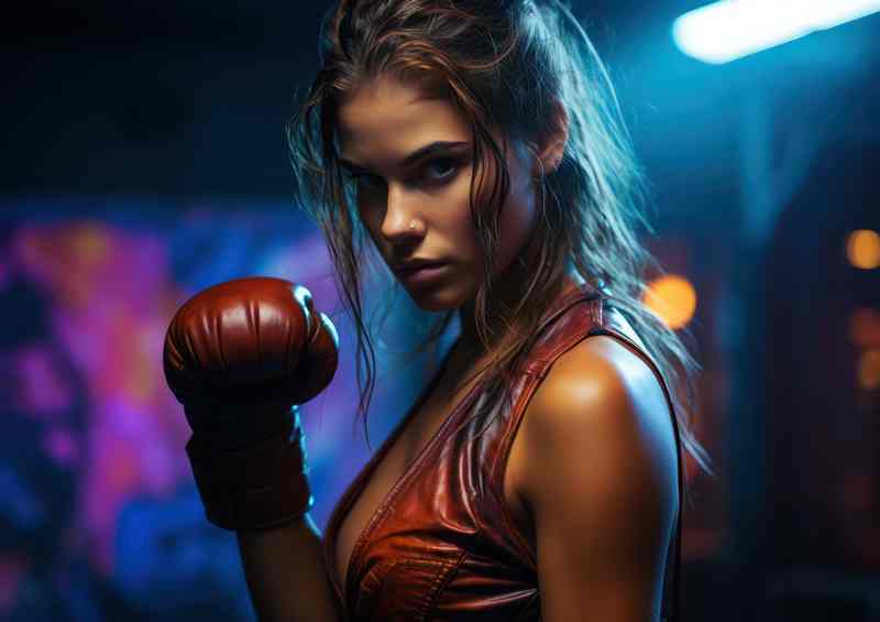 Young woman kick boxing | Poster