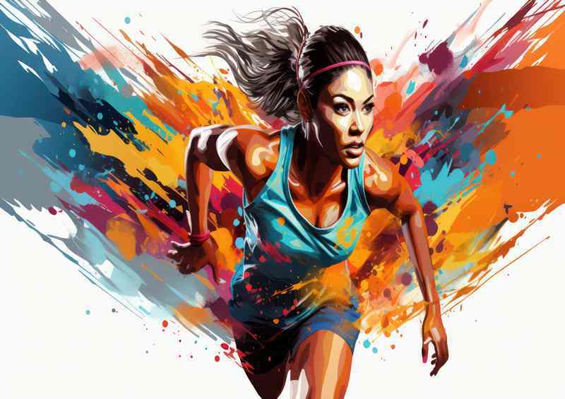 Finish Line Abstract Women's Running Poster