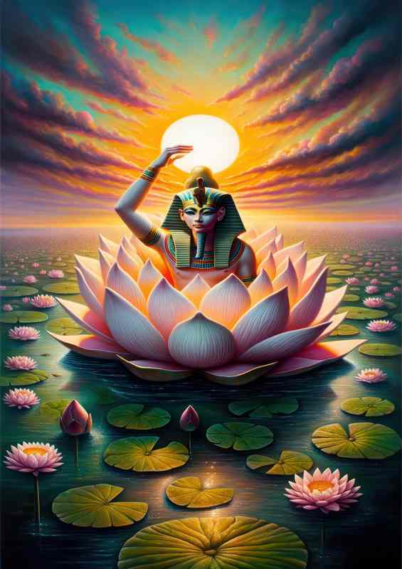 Egyptian god Nefer Tum god of the lotus blossom | Poster