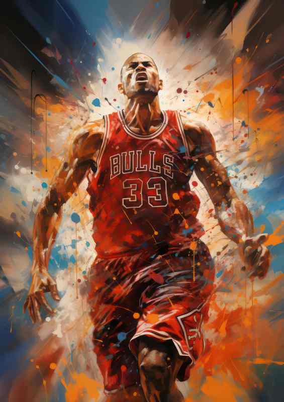 A chicago bulls player in motion basketball art | Poster