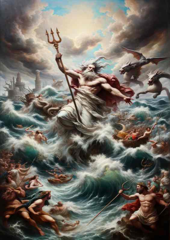 Greek god Poseidon god of the sea wielding his trident | Di-Bond