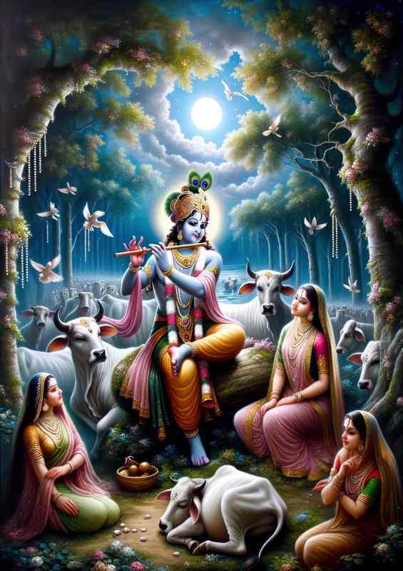 Hindu god Lord Krishna divine lover and statesman | Metal Poster