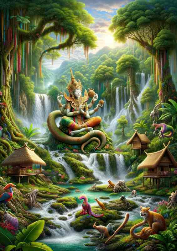 Karen deity Ywa creator god depicted amidst lush Southeast | Poster