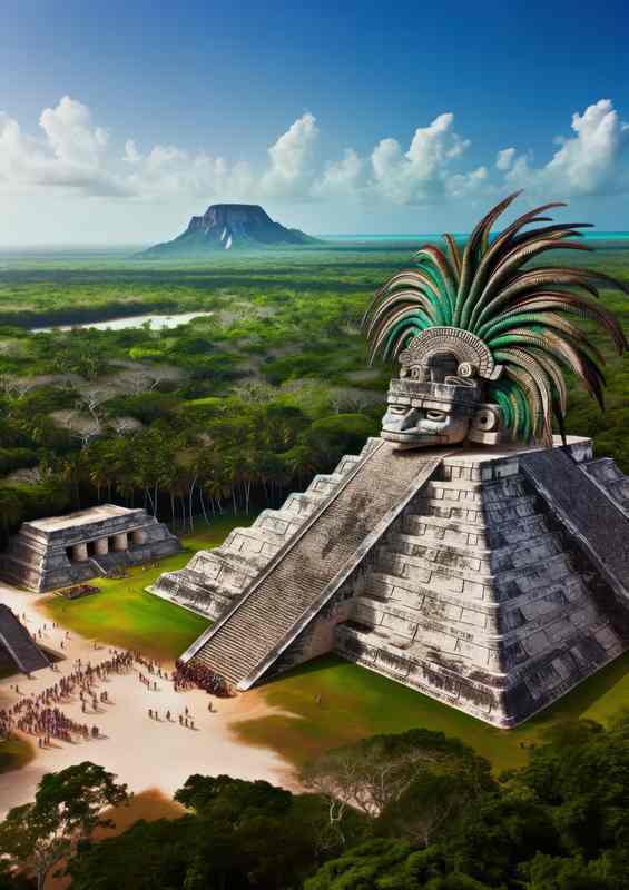 Mayan god Kukulkan feathered serpent deity | Poster