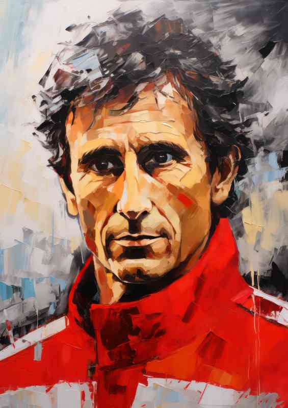 Alain Prost F1 Racer Portrait Art Poster