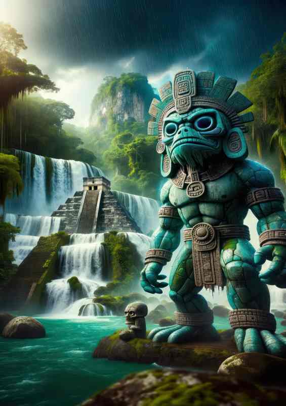 Mesoamerican deity Tlaloc powerful and rain bringing | Poster