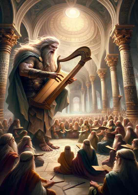 Norse god Bragi god of poetry with a harp in hand | Poster