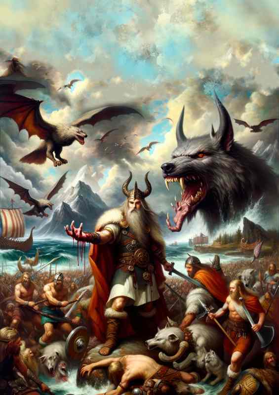 Norse god Tyr god of war with a hand sacrificed to Fenrir | Canvas