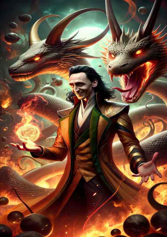 Norse trickster Loki cunning and mischievous with a sly grin | Canvas