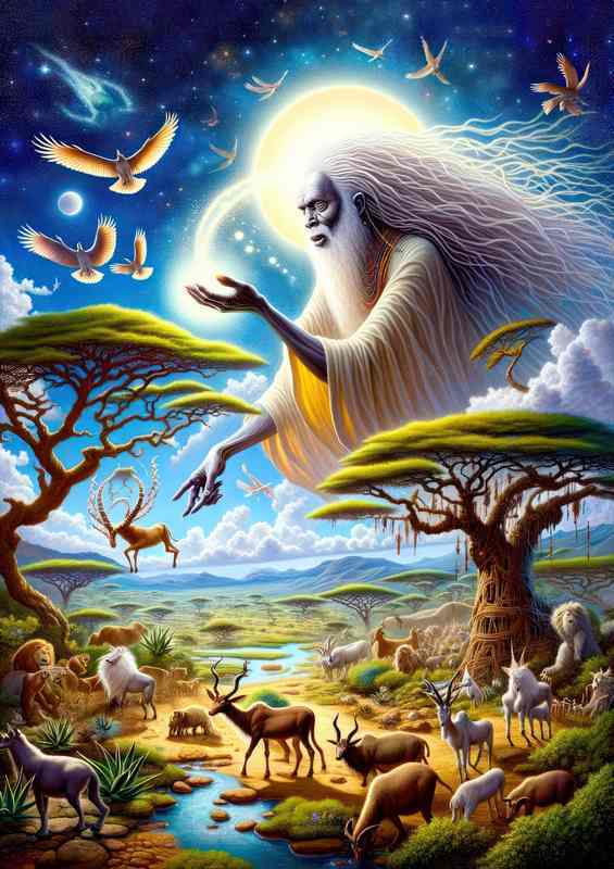 Oromo spirit Waaqa sky god portrayed as an ethereal | Metal Poster