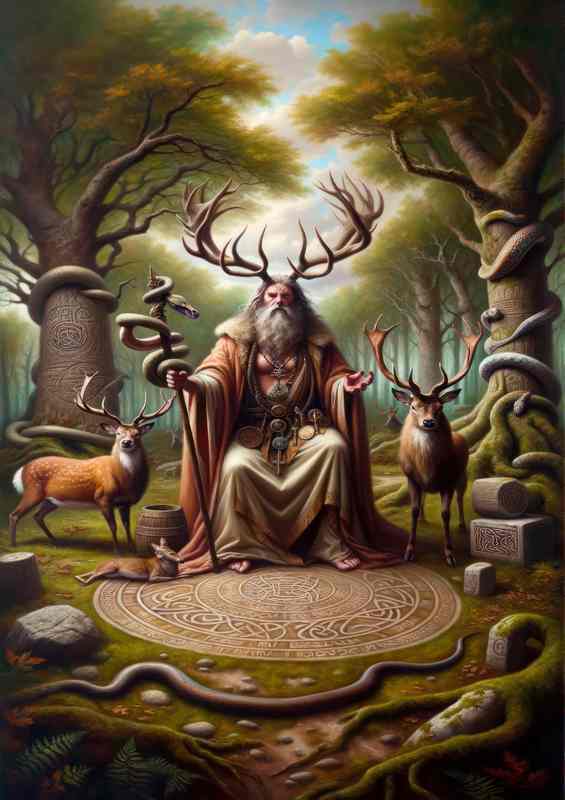 Pagan god Cernunnos lord of the wild things with antlers | Canvas