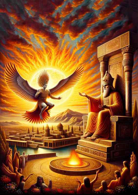 Persian god Ahura Mazda radiant and winged | Di-Bond