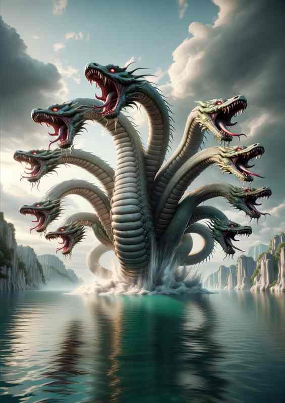The Hydra a multi headed serpent emerging from the waters | Di-Bond
