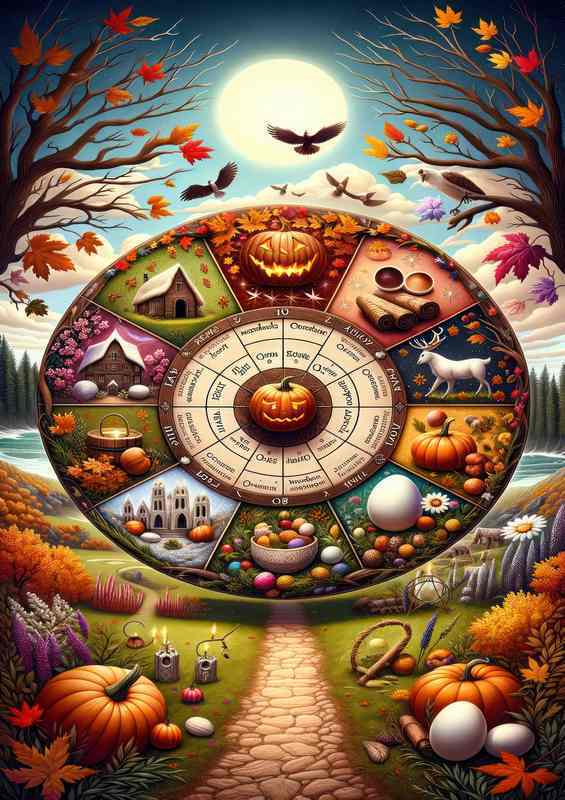 Wiccan Wheel of the Year showcasing the eight Sabbats | Canvas
