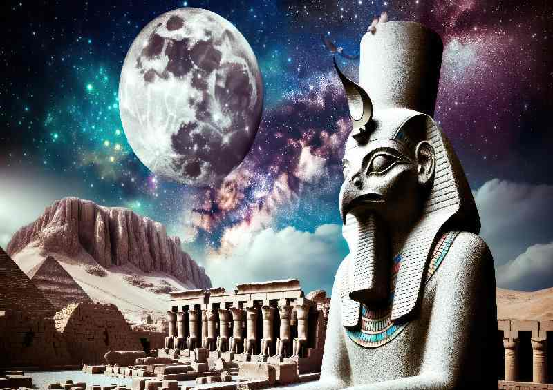 Egyptian god Khonsu moon deity depicted with a falcon head | Canvas