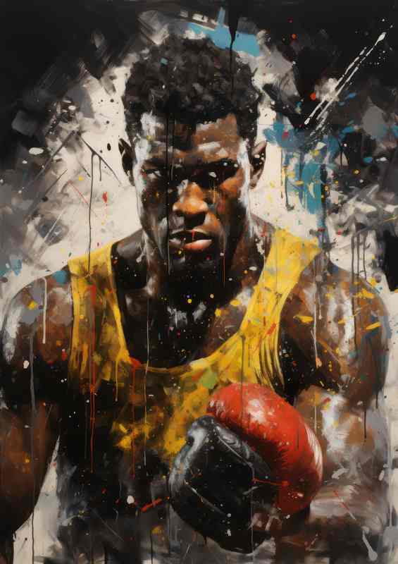 Boxing athlete posing in the painted style art | Poster