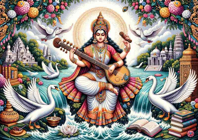 Hindu goddess Saraswati deity of knowledge and arts | Di-Bond