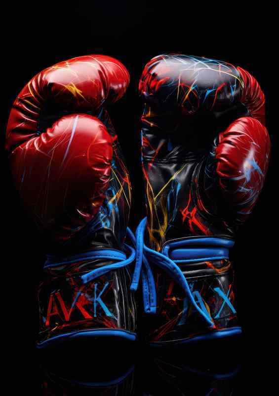 Boxing gloves painting on black background | Poster