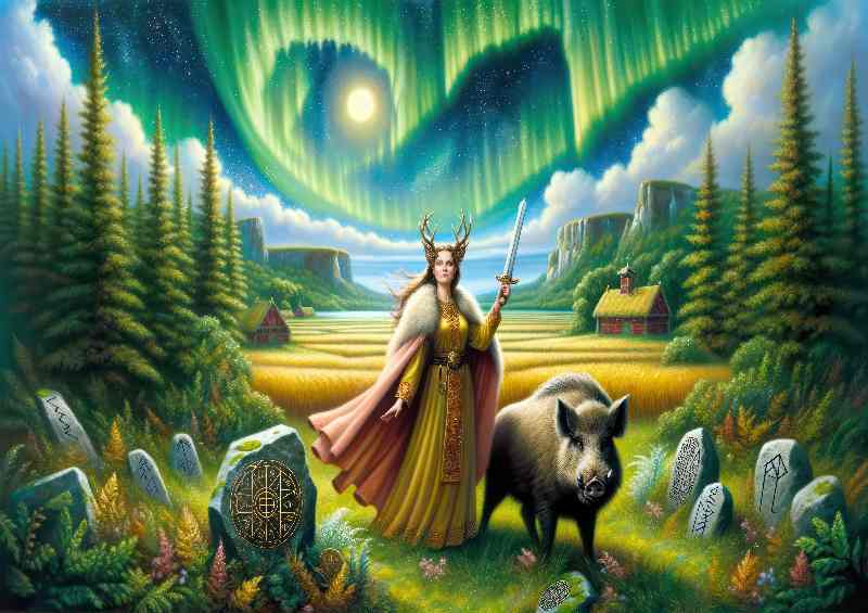 Freyr Norse Metal Poster: Goddess of Fertility