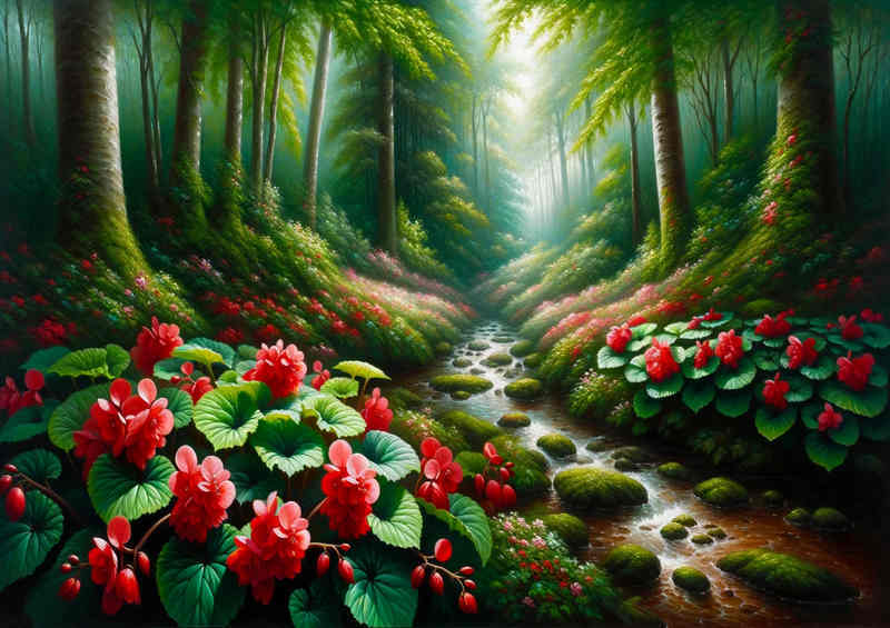 Blissful Forest Begonias Canvas