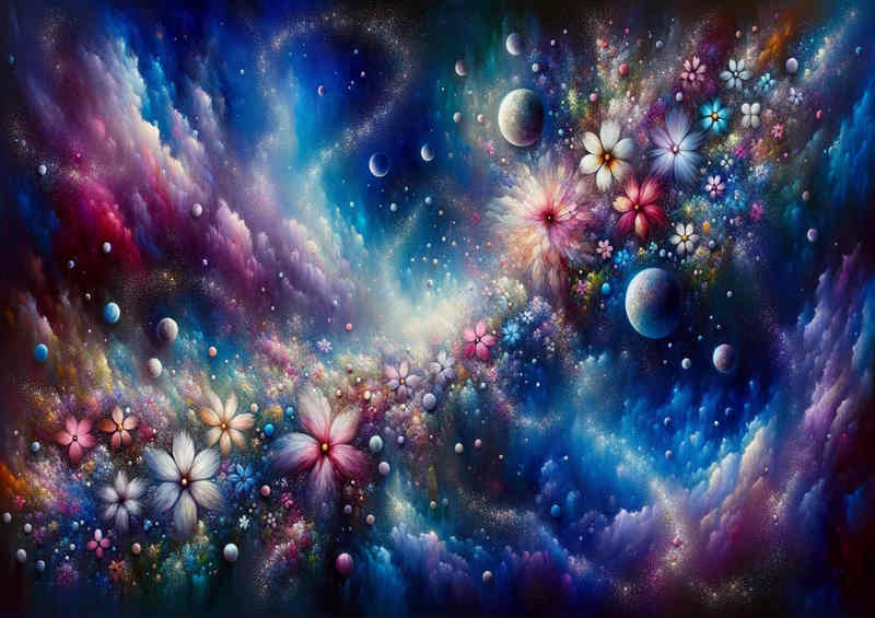 Galaxy Floral Cosmos Metal Poster