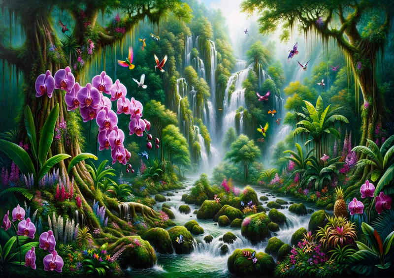 Oasis a tropical rainforest where exotic orchids bloom | Canvas