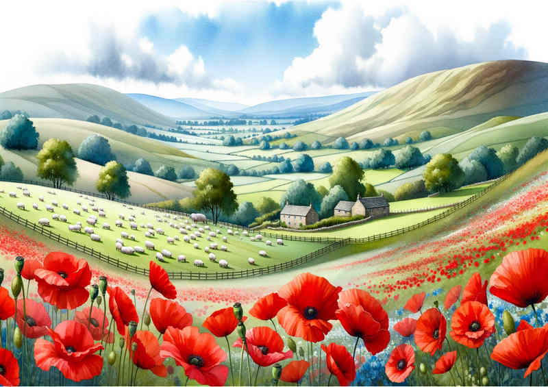 Poppy Pastures Metal Poster