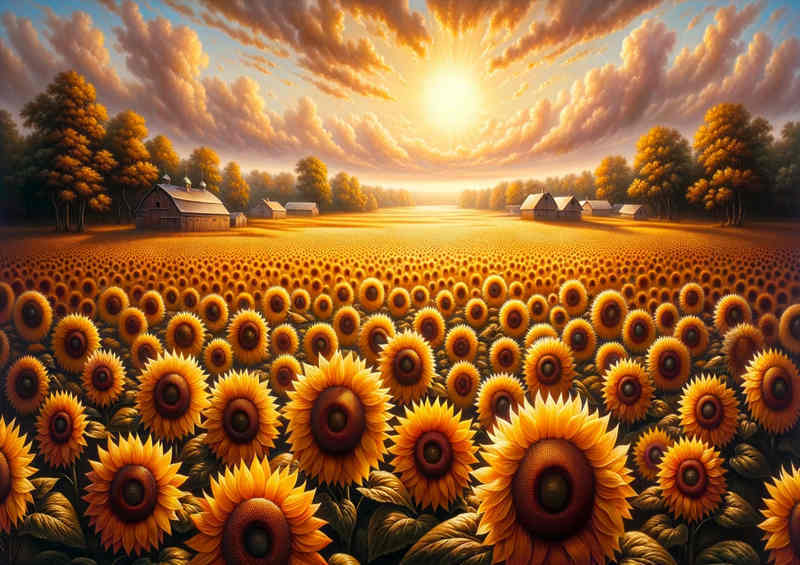 Sunlit Sunflowers a vast field of sunflowers | Di-Bond