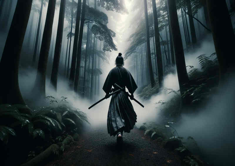 Path of Honor a samurai walking through a misty forest | Canvas