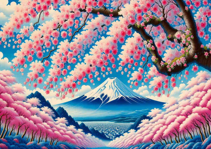 Beneath Blossom Boughs where Mount Fuji is | Canvas