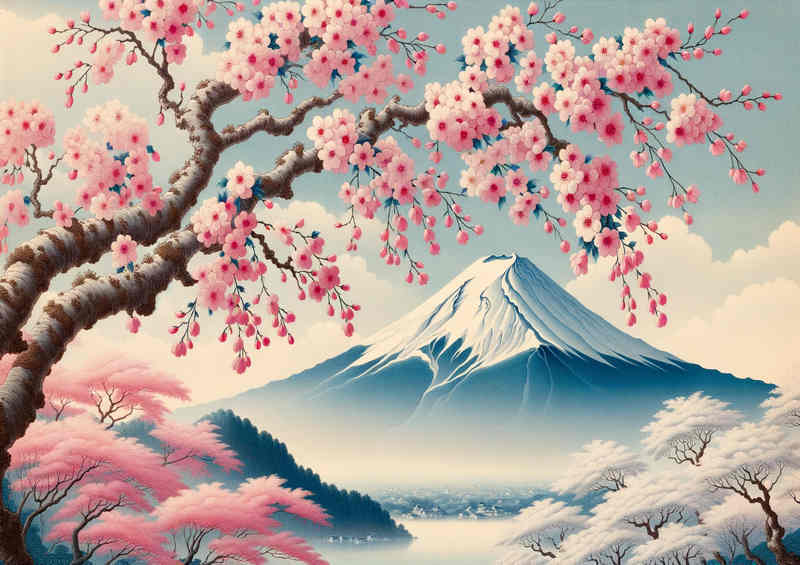 Fuji and Florals the ethereal beauty of Mount Fuji | Poster